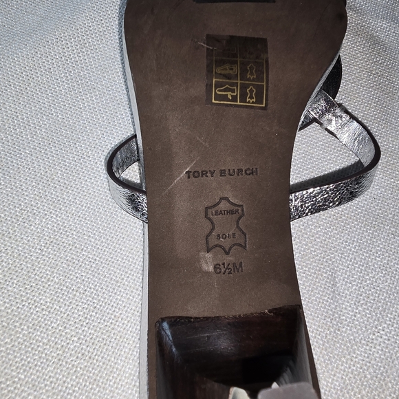 Tory Burch Miller Bombe Silver Women's Sandals Kitten Heel Size 6.5M NWOT - Picture 6 of 16